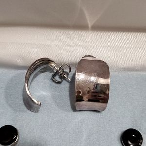 Polished Sterling Silver Earrings Vintage